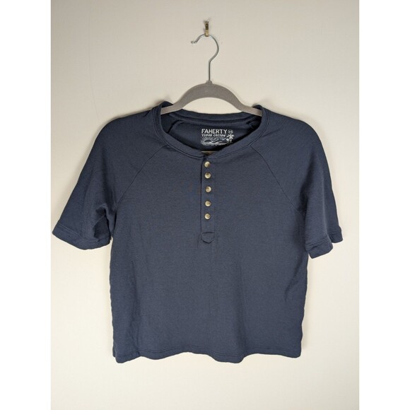 Faherty Navy Short Sleeve Tee - Picture 1 of 10